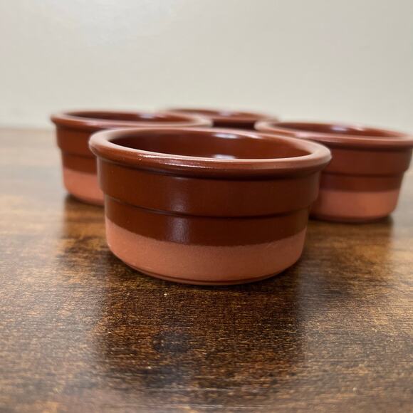 Set of 4 Cermer Ramekins Brown Glazed Terracotta Baking Kitchen 4oz Custard Cups - Picture 5 of 8
